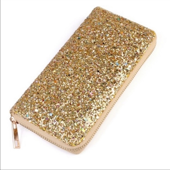 Gold Zippered Clutch - Picture 1 of 3